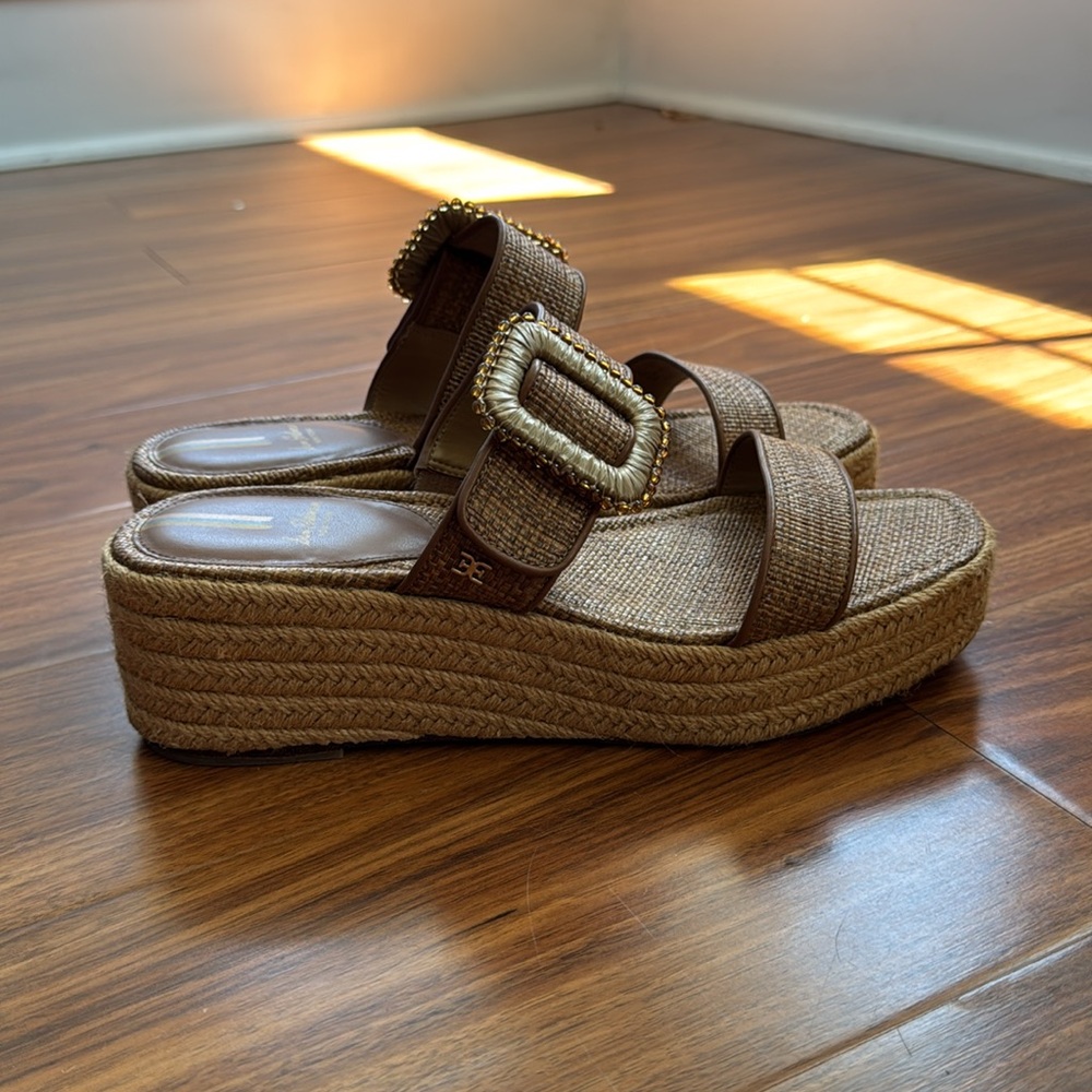 Sam Edelman Chase Beaded Buckle Espadrille Sandals - Picture 4 of 10